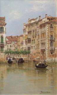Antonietta Brandeis - A view on a canal in Venice