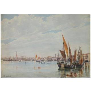 Antonietta Brandeis - Czech Boats On The Lagoon With The Doge\'S Palace In The Distance