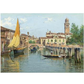 Antonietta Brandeis - Czech Gondolas On A Canal In Venice