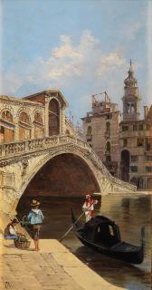 Antonietta Brandeis - Gondola In Front Of The Rialto Bridge