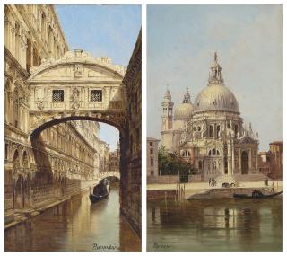 Antonietta Brandeis - Il Ponte dei Sospiri, Venezia; and Santa Maria della Salute, Venezia