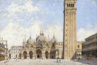 Antonietta Brandeis - Piazza San Marco with a view of the Basillica and the Campanile, Venice