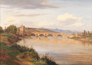 Antonietta Brandeis - River landscape with bridge