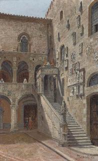 Antonietta Brandeis - The Courtyard of The Bargello, Florence