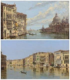 Antonietta Brandeis - The entrance to the Grand Canal, Venice; and The Grand Canal, Venice