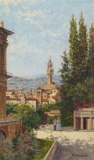 Antonietta Brandeis - View Of The Palazzo Vecchio From The Boboli Gardens, Florence