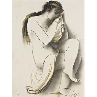 Antonín Procházka - Czech nude With Drapery (Akt S Draperií)