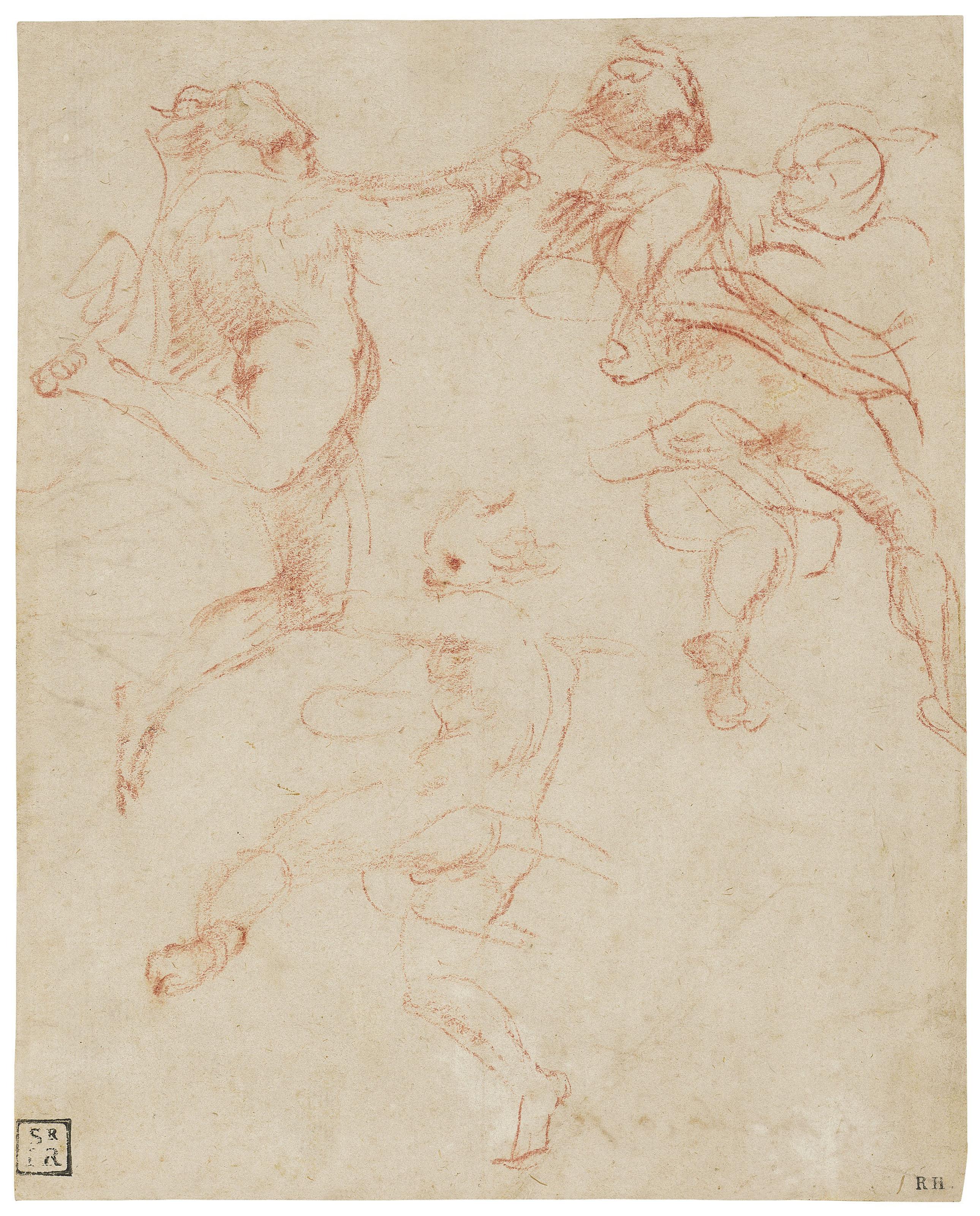 Antonio Allegri Da Correggio - Studies of three angels in flight