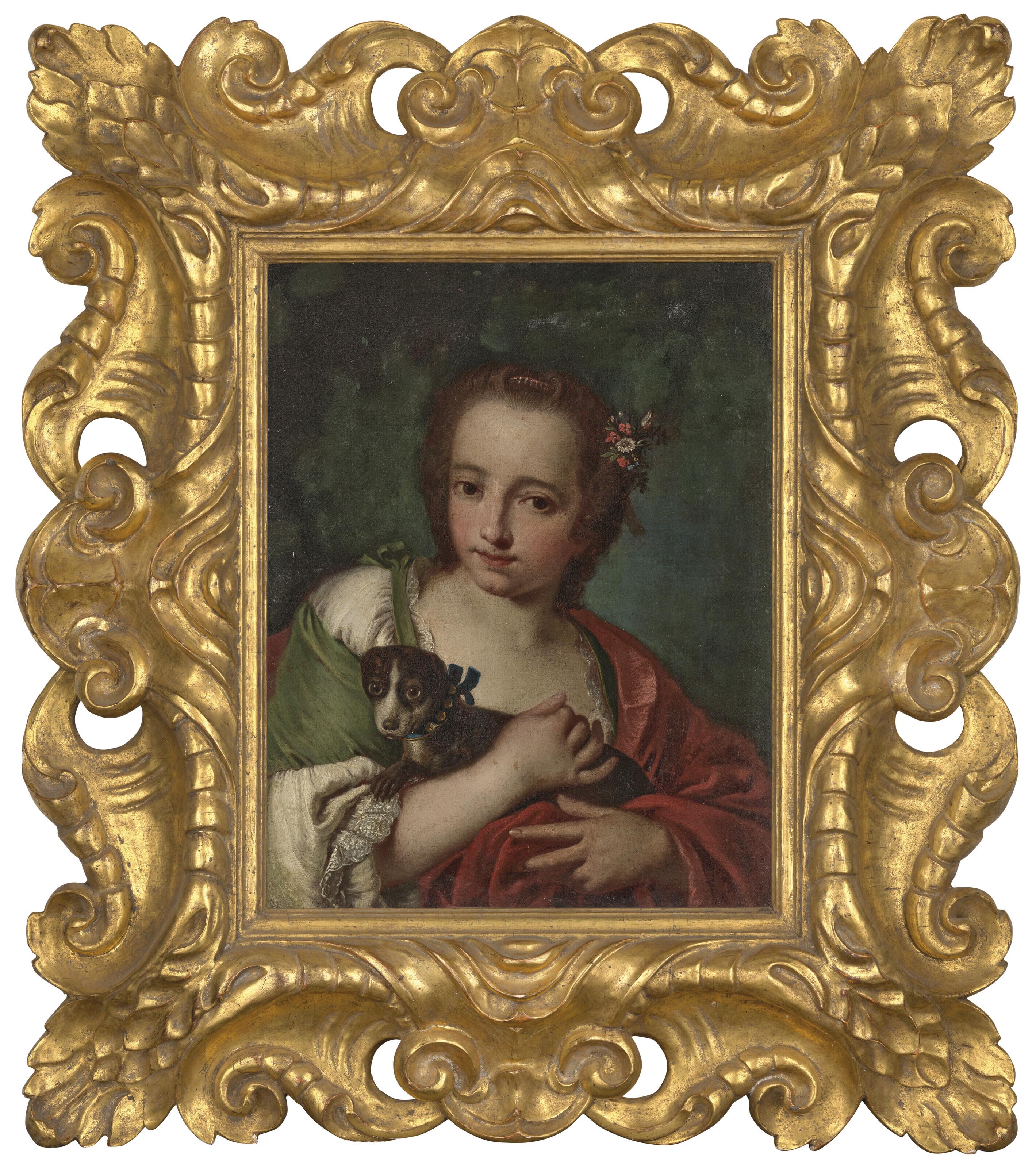Antonio Amorosi - Portrait of a young girl with a dog