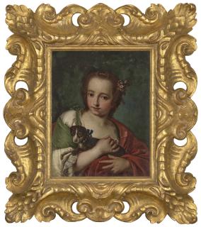 Antonio Amorosi - Portrait of a young girl with a dog