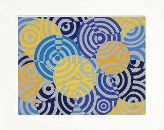 Antonio Asis - Interférences en bleu, jaune, et noir no. 643