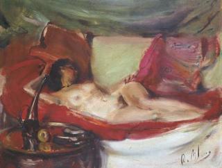 Antonio Blanco - Reclining nude