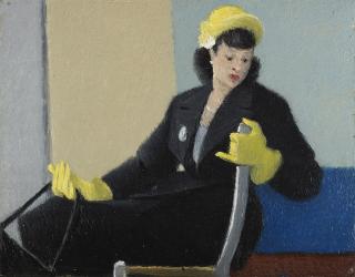 Antonio Calderara - Figura di donna in guanti gialli