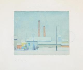 Antonio Calderara - Ohne Titel (Häuser mit Schornstein).