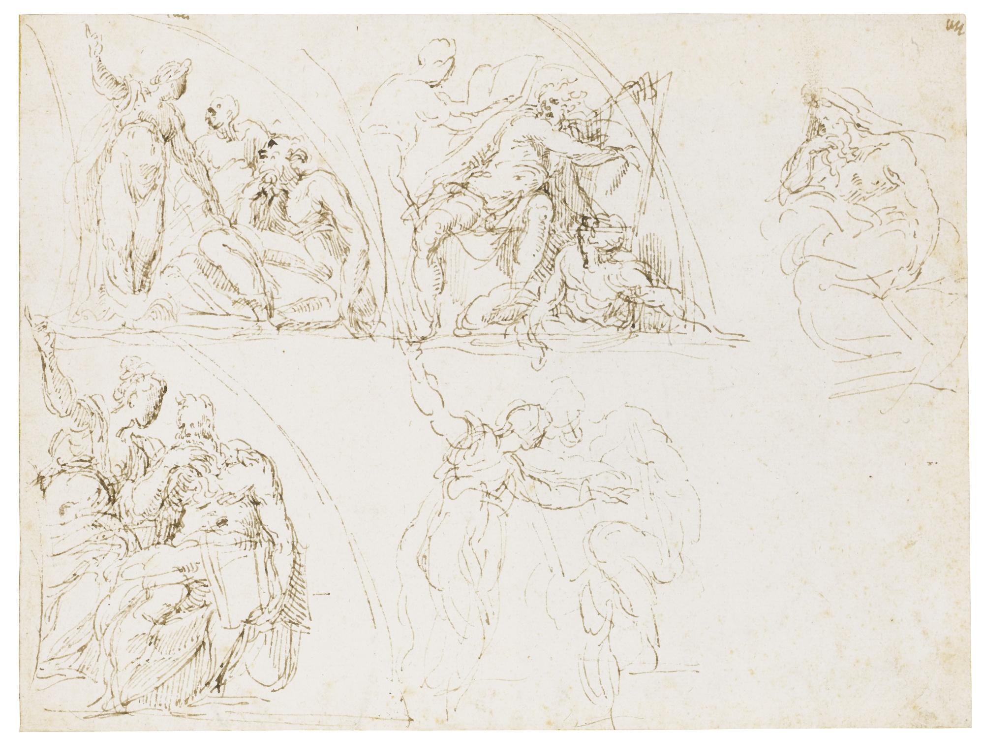 Antonio Campi - Recto: Five Studies Of Prophets And Sybils Verso: A Seated Prophet And A Standing Figure