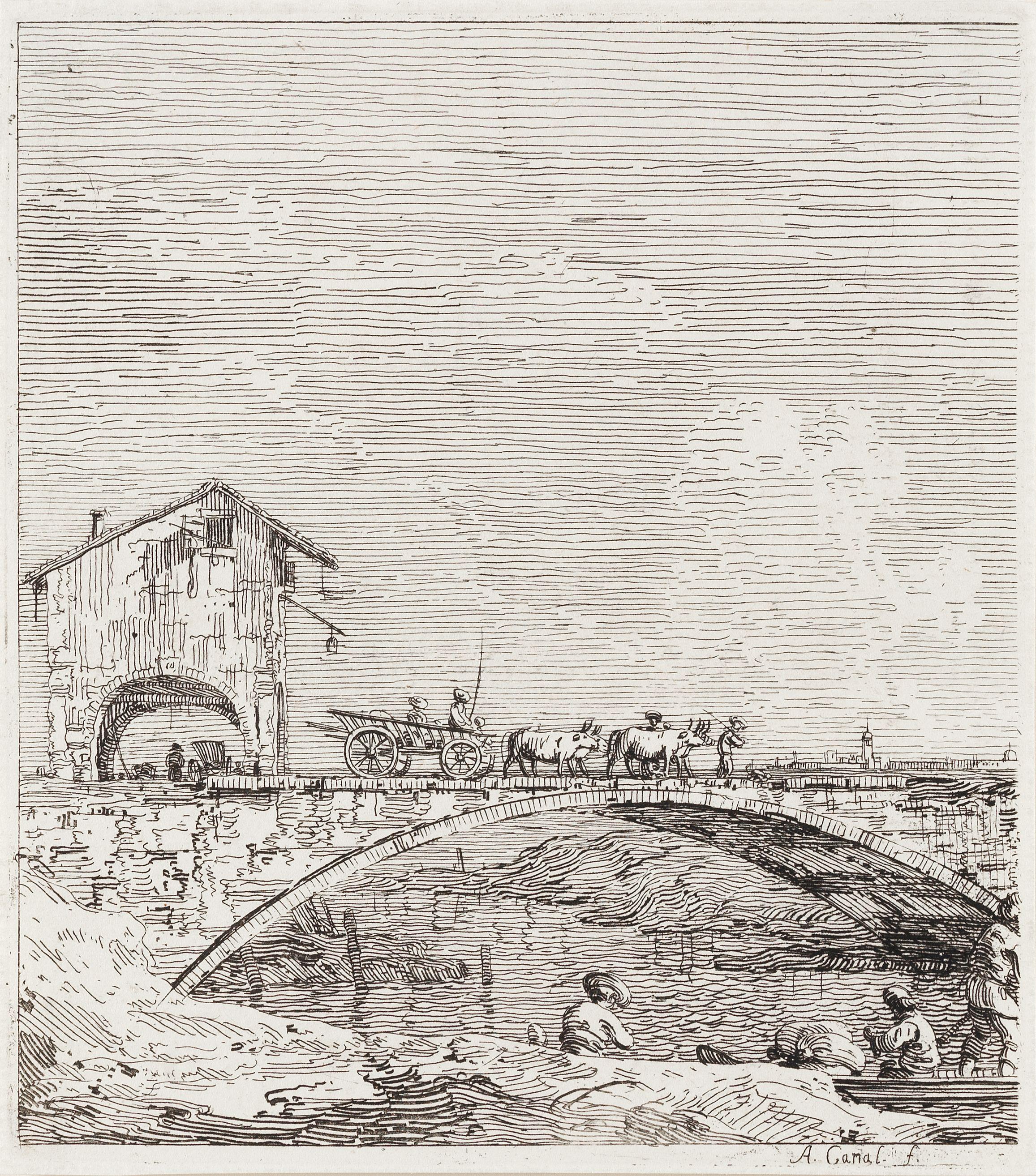 Antonio Canaletto - The Wagon Passing Over a Bridge