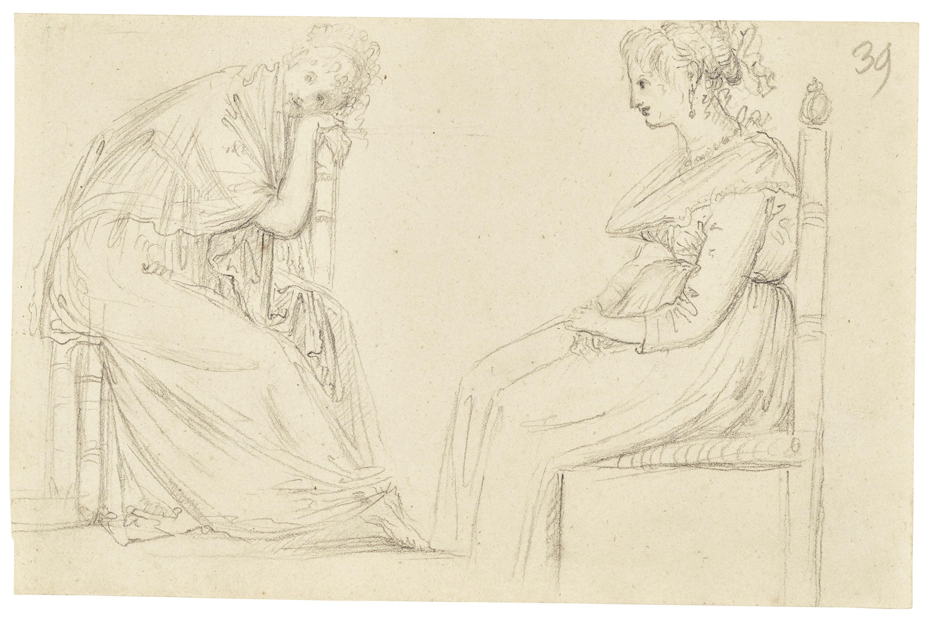 Antonio Canova - Studies of two seated women