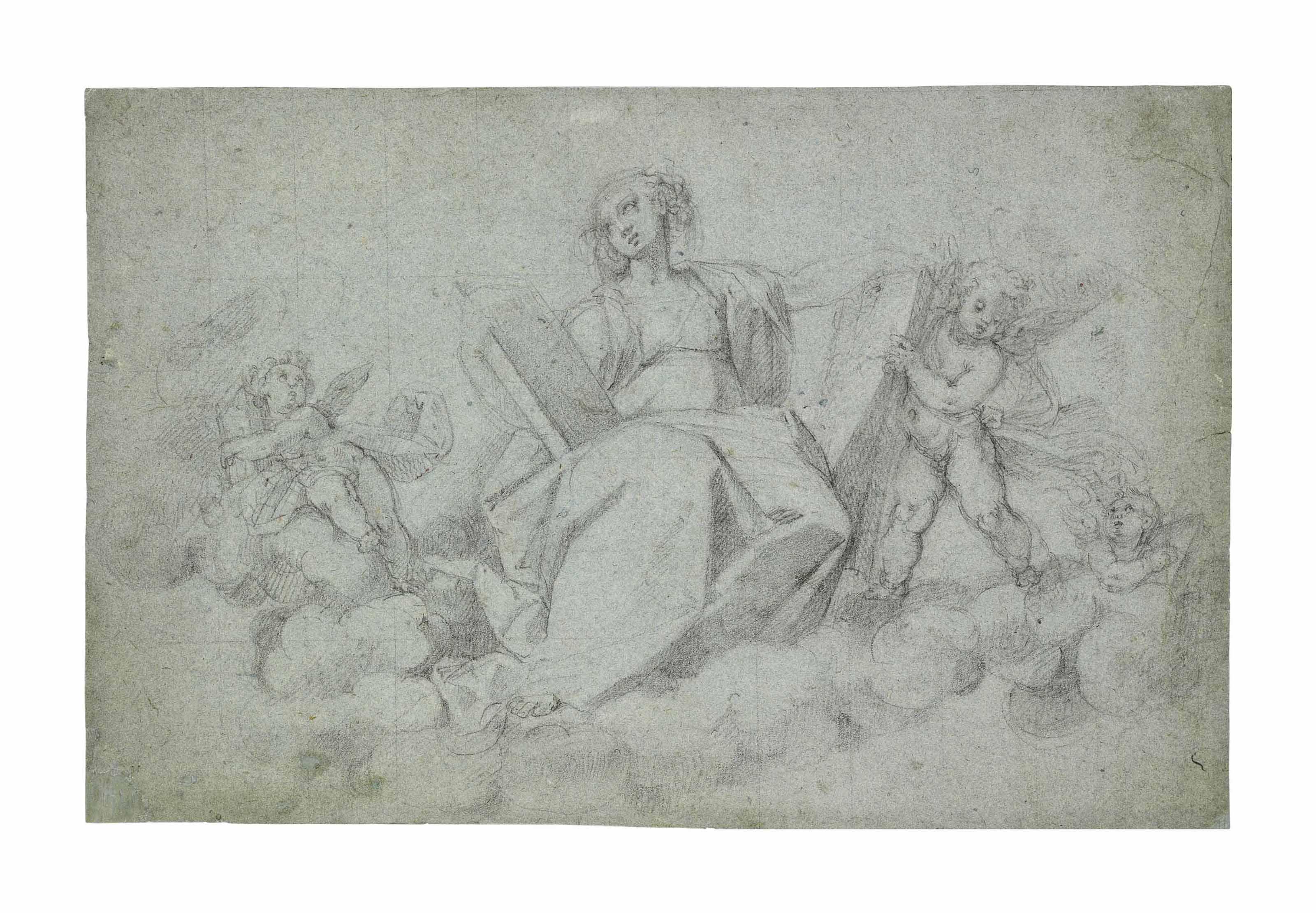 Antonio Cimatori, Il Visacci - A sibyl in the clouds surrounded by putti