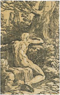 Antonio Da Trento - Nude Man seen from behind (Narcissus)