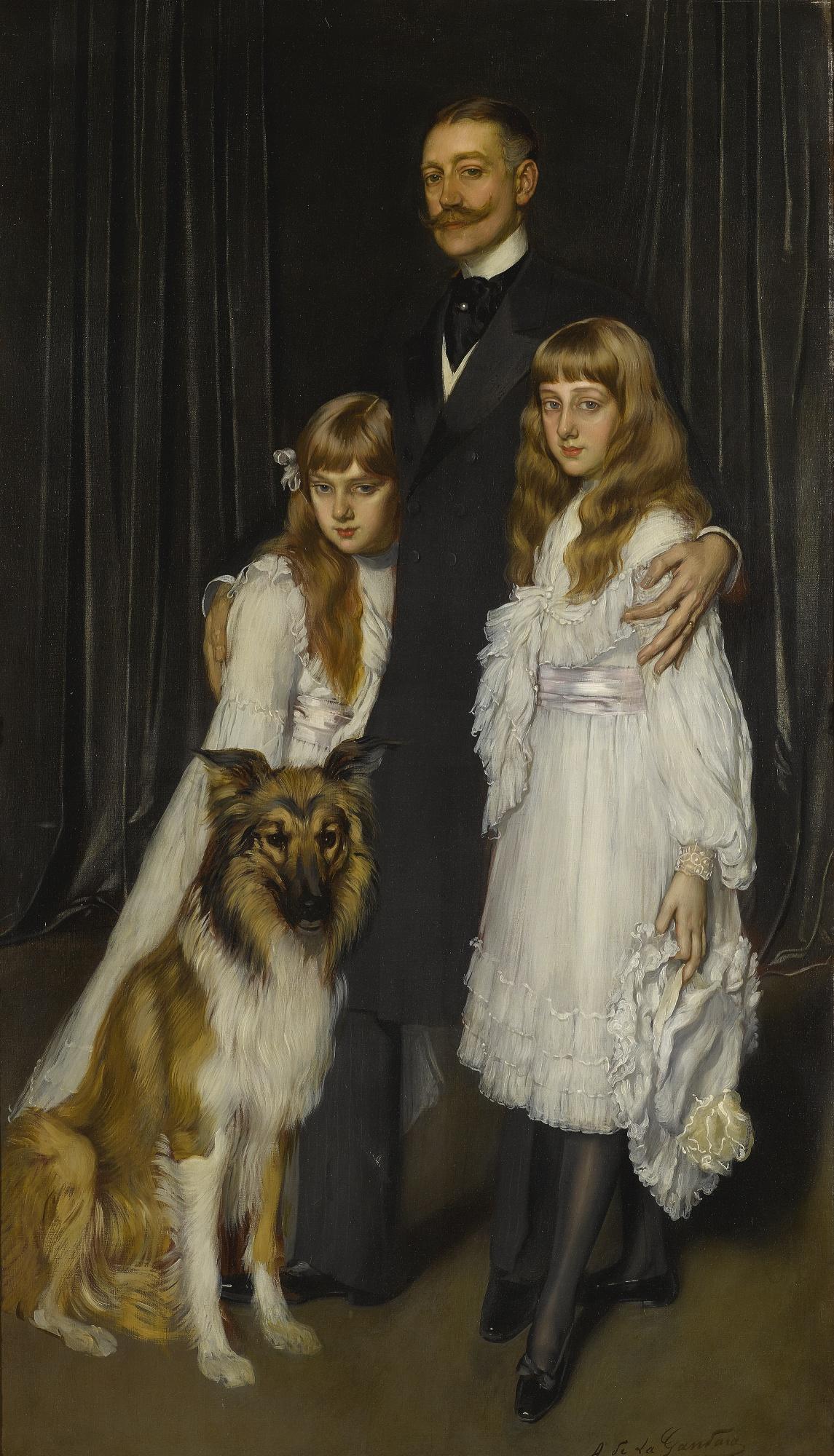 Antonio De La Gandara - French Portrait Of Ambassador Del Solar And His Children