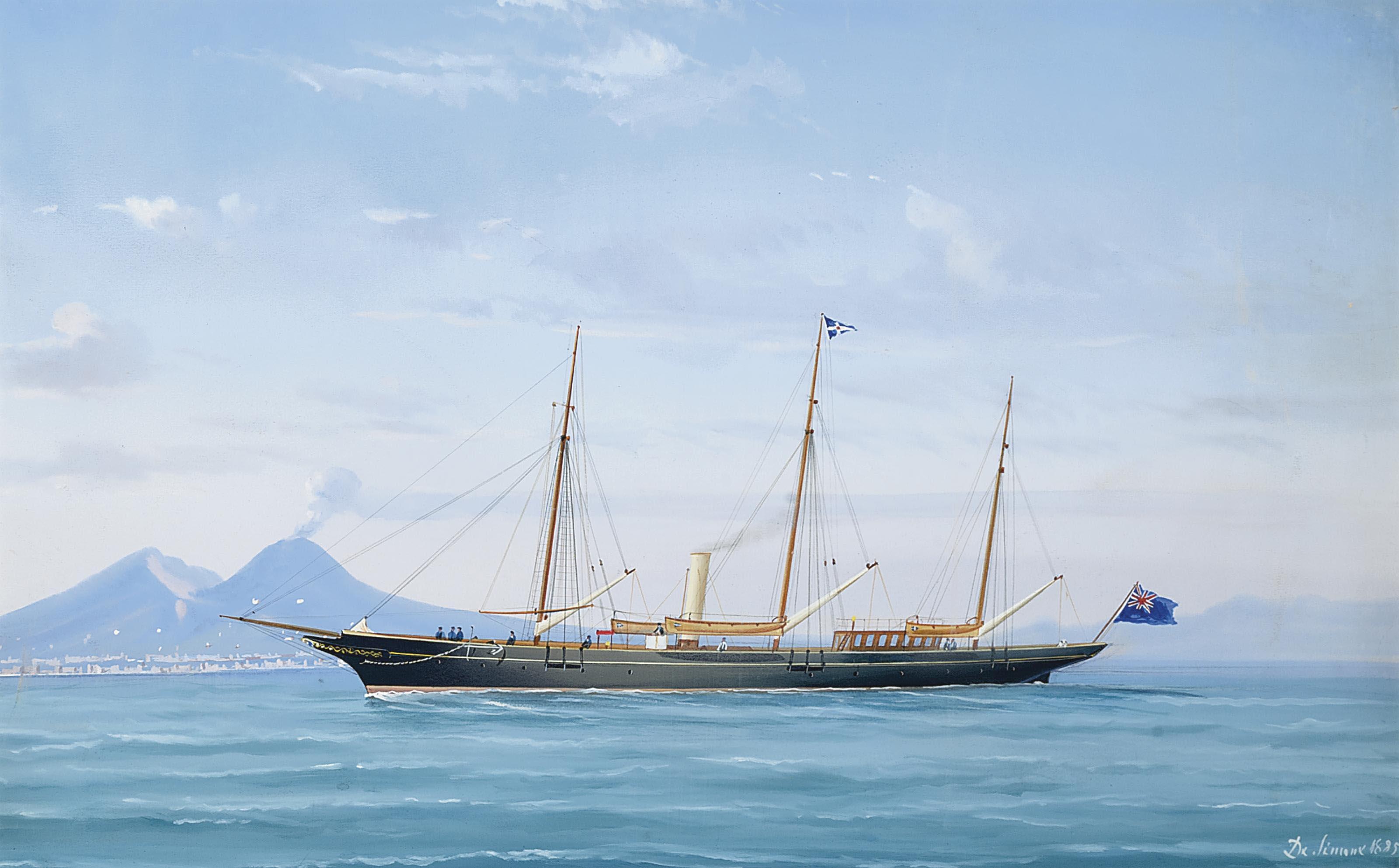 Antonio de Simone - A Royal Cornwall Yacht Club\'s steam yacht in the Bay of Naples