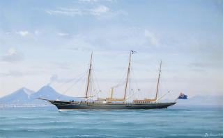 Antonio de Simone - A Royal Cornwall Yacht Club\'s steam yacht in the Bay of Naples