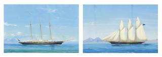 Antonio De Simone - A steam yacht motoring through the Bay of Naples; and A topsail schooner in the Bay of Naples (both illustrated)