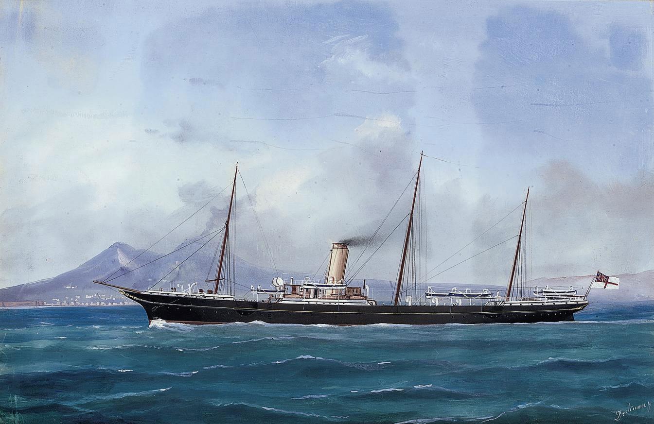 Antonio de Simone - A steam yacht of the Royal Yacht Squadron in the Bay of Naples