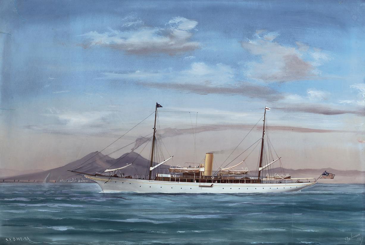 Antonio de Simone - The American steam yacht O-we-ra in the bay of Naples (illustrated); and The American steam yacht O-we-ra in heavy seas