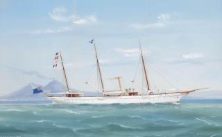 Antonio de Simone - The Royal Thames Yacht Club\'s steam yacht Hiawatha in Neapolitan waters