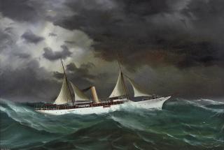 Antonio de Simone - The steam yacht Evona battling the elements