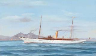 Antonio de Simone - The steam yacht Narcissus in the Mediterranean off Naples