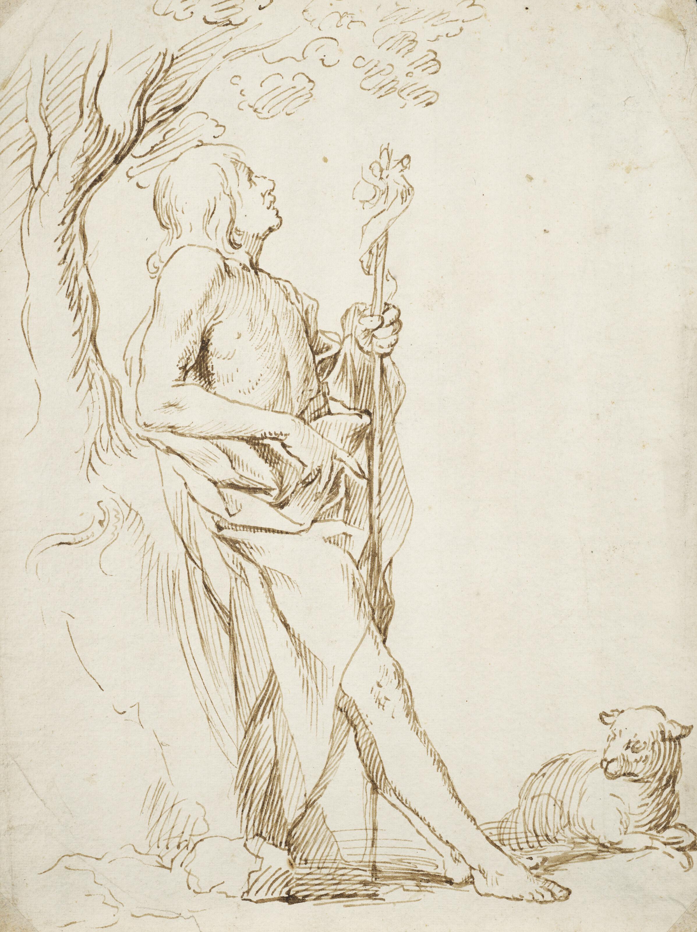 Antonio del Castillo y Saavedra - Saint John the Baptist leaning against a tree