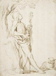 Antonio del Castillo y Saavedra - Saint John the Baptist leaning against a tree