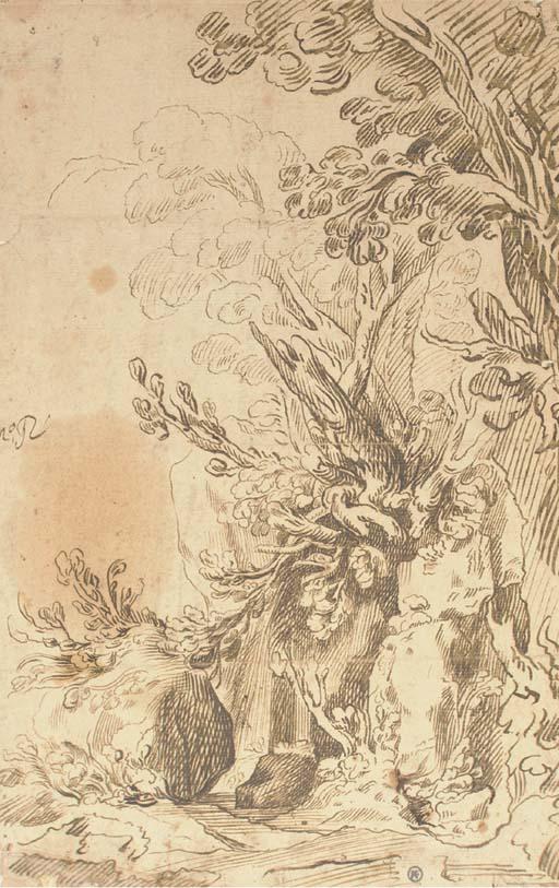 Antonio Del Castillo - A Rocky Landscape Overgrown With Trees