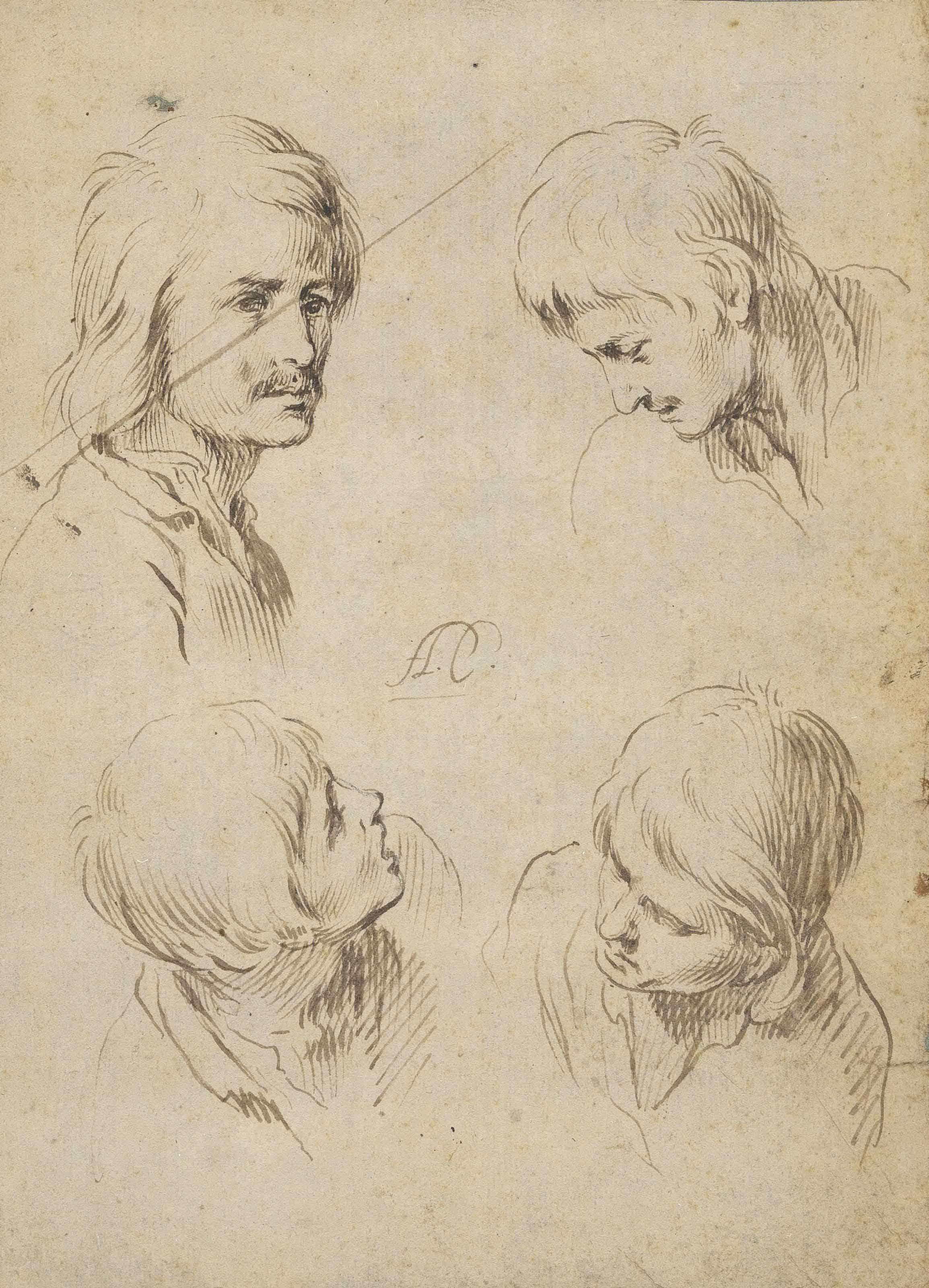 Antonio Del Castillo - Studies Of Four Heads