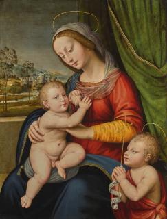Antonio Del Ceraiuolo - The Madonna And Child With The Infant Saint John The Baptist