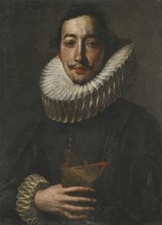 Antonio D\'Enrico - Portrait Of A Man In A Ruff, Holding Gloves