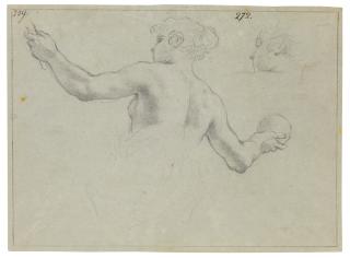 Antonio Domenico Gabbiani - Recto: A Study For A Female Allegorical Figure And A Separate Study For Her Head; Verso: A Study For The Same Figure