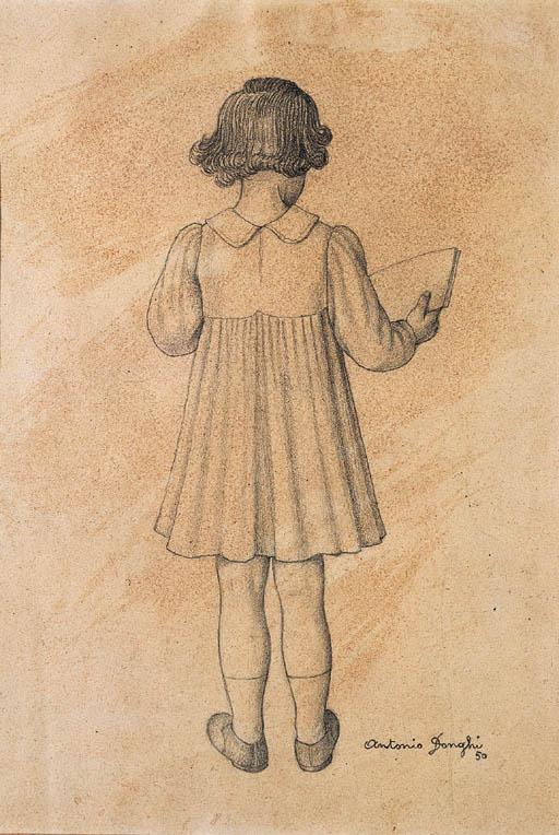 Antonio Donghi - Bambina che legge