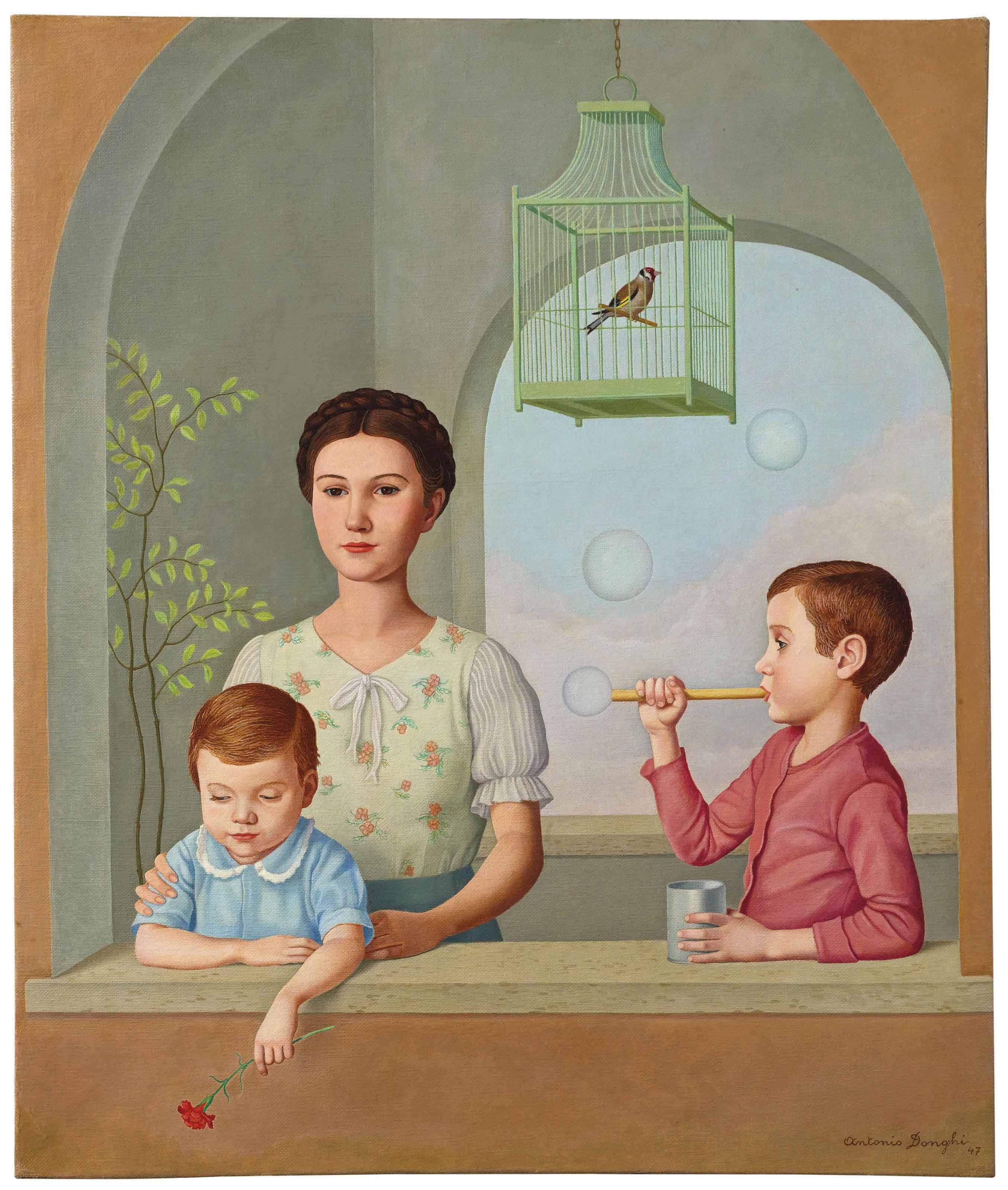 Antonio Donghi - Ragazzi Alla Finestra