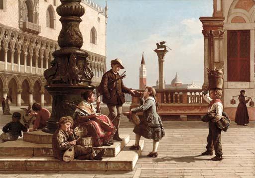 Antonio Ermolao Paoletti - Young Musicians In Piazza San Marco, Venice