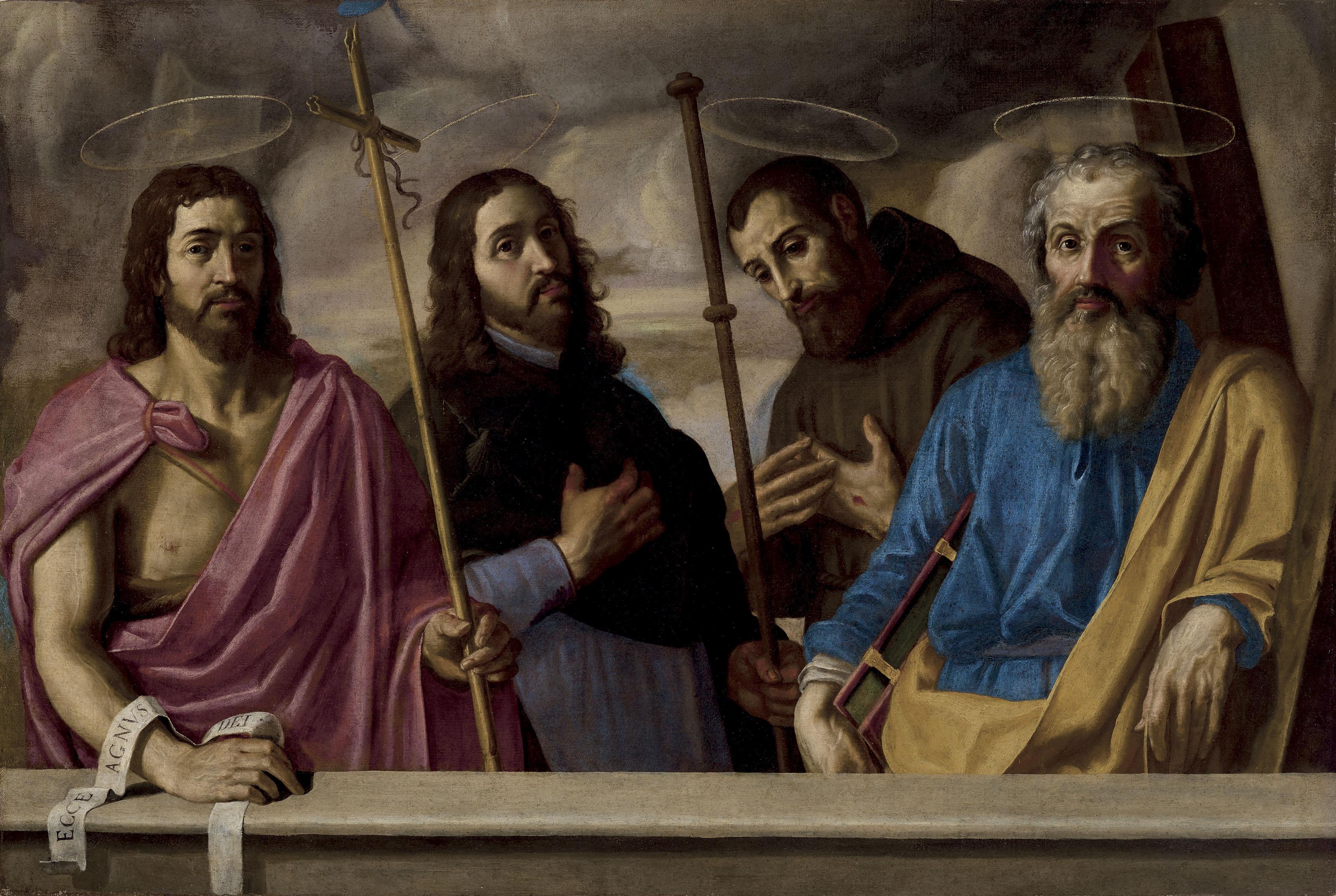 Antonio Fernández Arias - Christ With Saints James, Francis And Andrew Behind A Balustrade