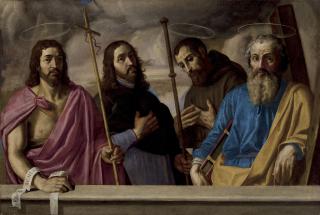 Antonio Fernández Arias - Christ With Saints James, Francis And Andrew Behind A Balustrade