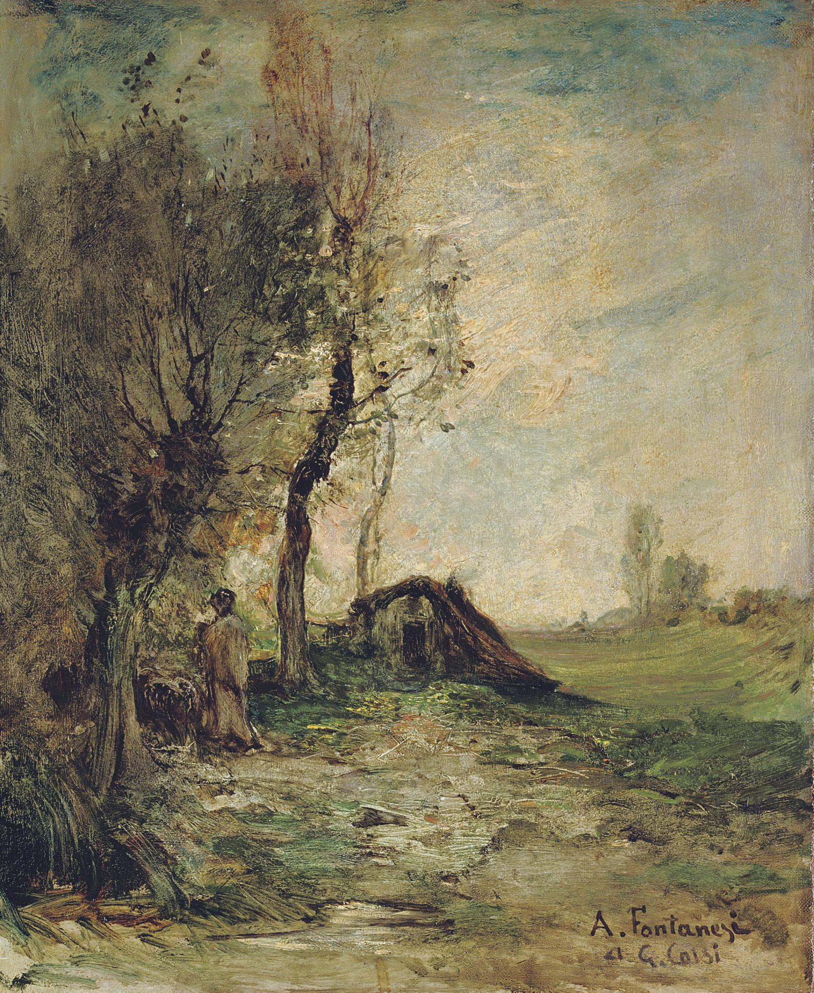 Antonio Fontanesi - Capanna: A woodland hut