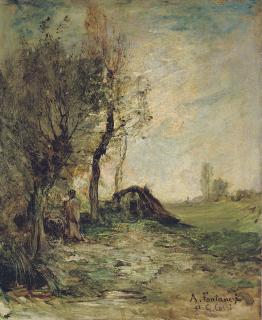 Antonio Fontanesi - Capanna: A woodland hut