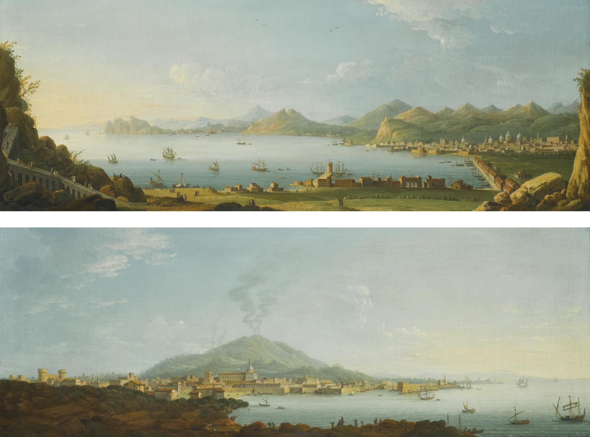 Antonio Joli - A Panoramic View Of Catania, With Etna Beyond; And A Panoramic View Of Palermo