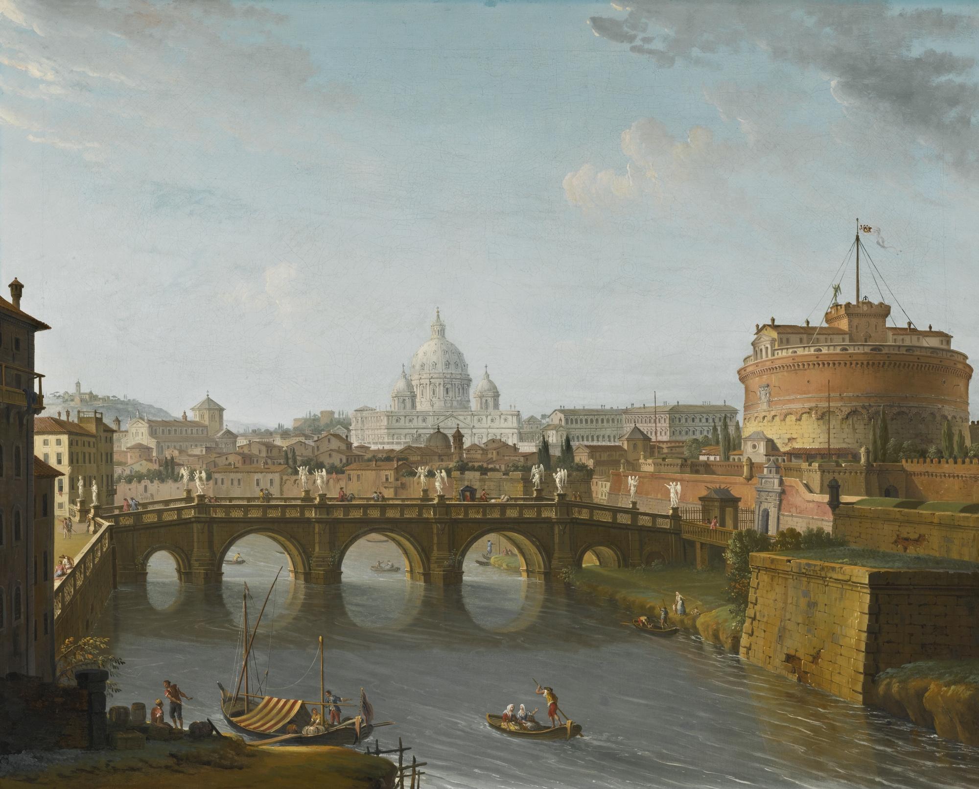 Antonio Joli - Rome, A View Of The Tiber With The Castel Sant\'Angelo And Saint Peter\'S Basilica