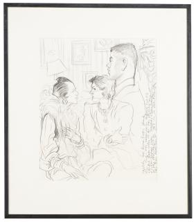Antonio Lopez - Sketch of Diana Vreeland, Paloma Picasso and André Leon Talley