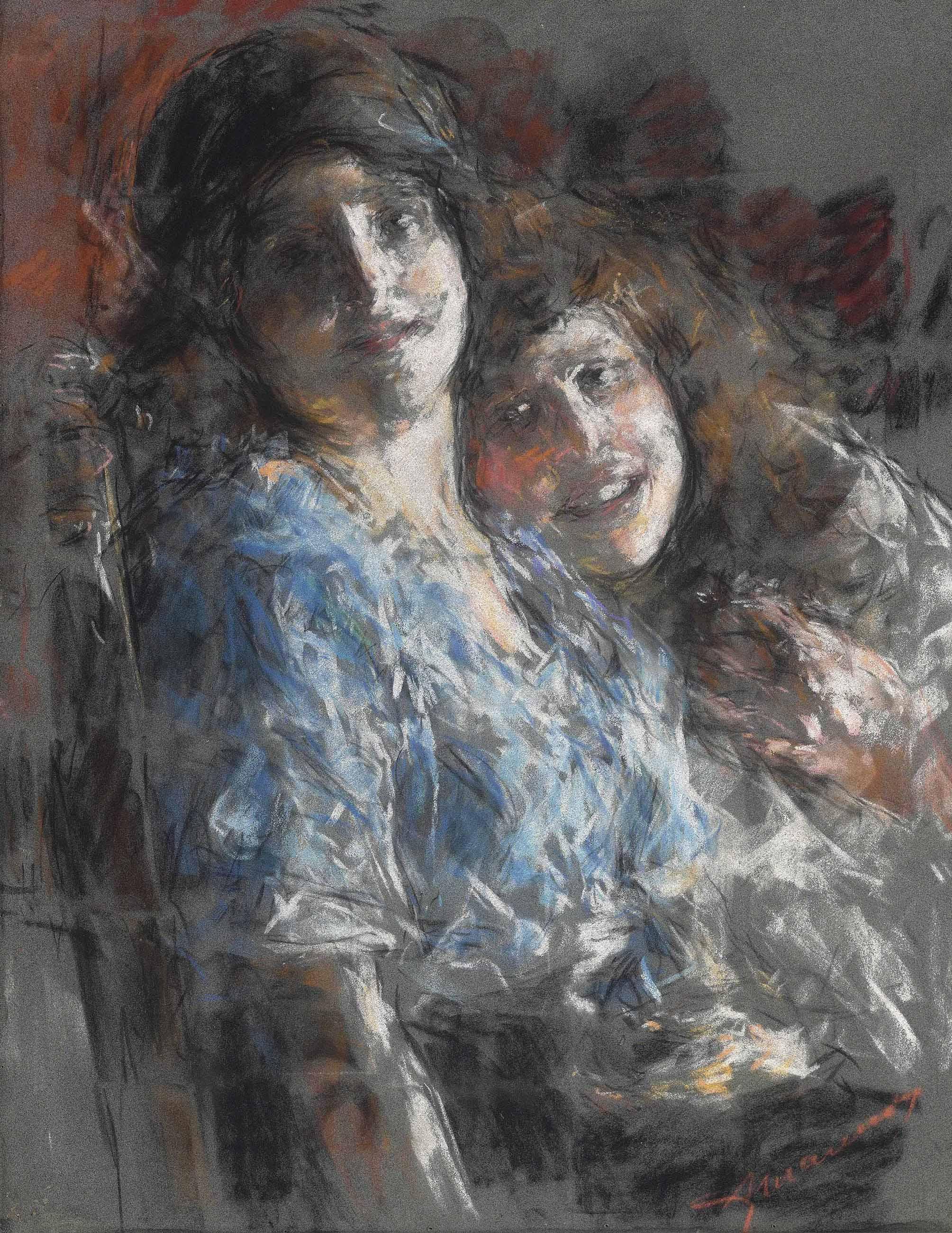 Antonio Mancini - Due figure femminili